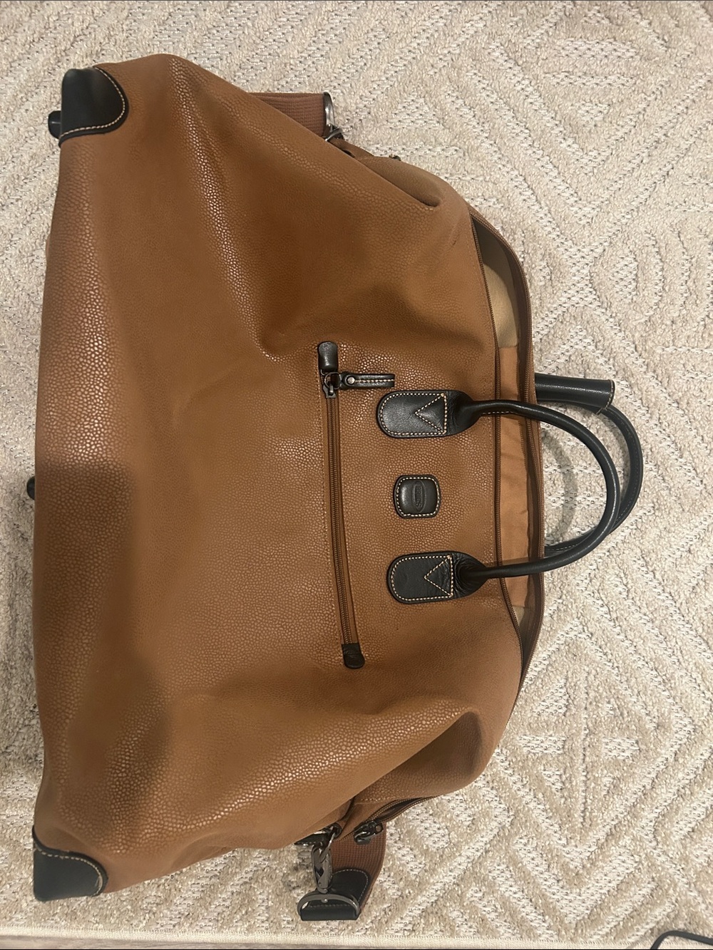 Bric's Tan and Brown 21” Pebbled Leather Duffel Bag